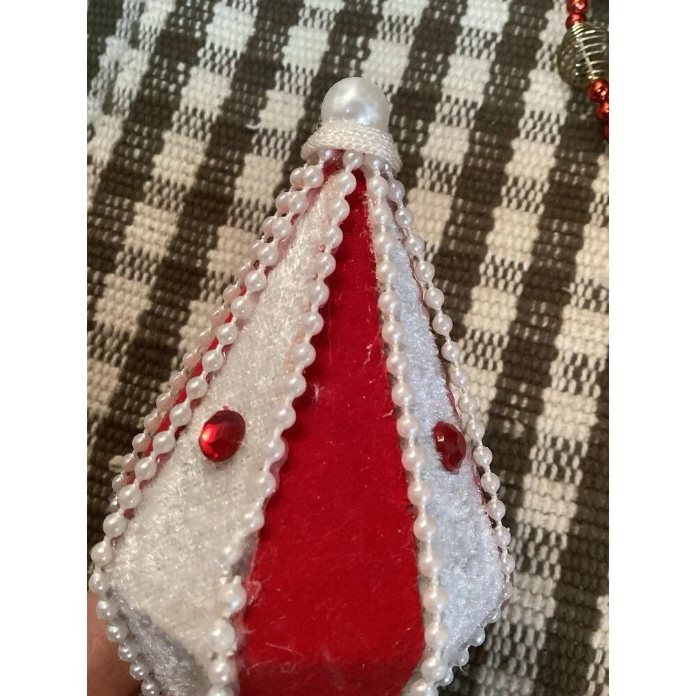 Satin & Lace Handmade Ball Christmas Tree Ornaments & Felt Diamond Shaped Decor